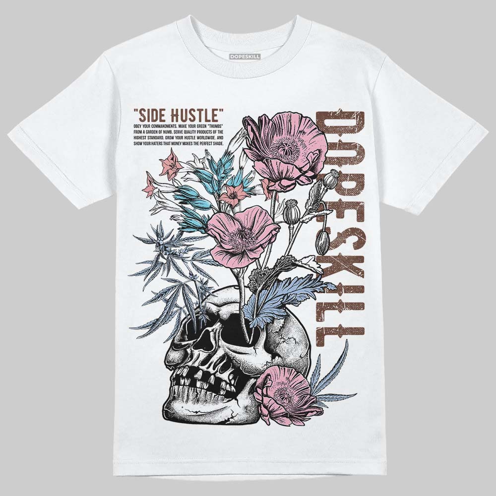 Harris Tweed x Dunk Low Denim Turquoise and Baroque Brown DopeSkill T-Shirt Side Hustle Graphic Streetwear - White