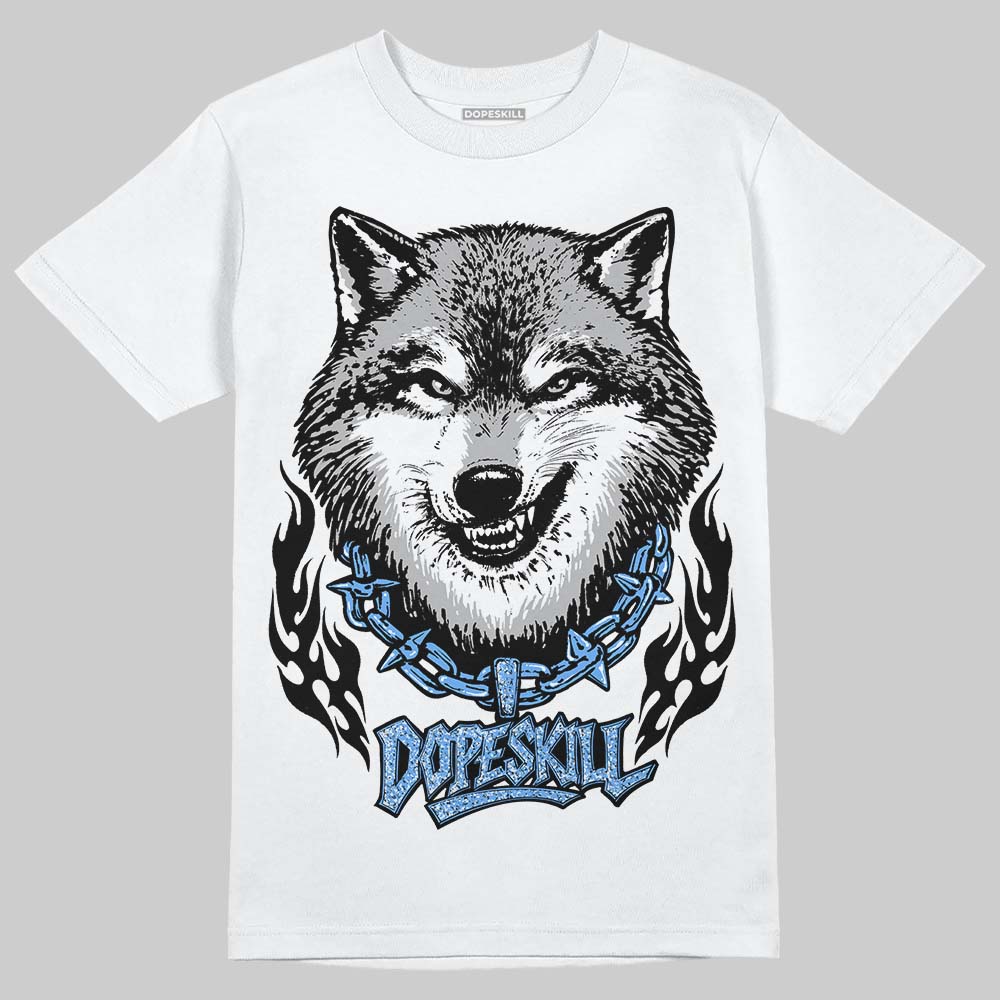 Jordan 5 Black University Blue DopeSkill T-Shirt Wolf Grey Graphic Streetwear - White