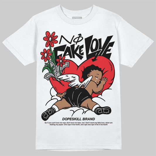 Jordan 4 “White Thunder” DopeSkill T-Shirt No Fake Love Graphic Streetwear - White