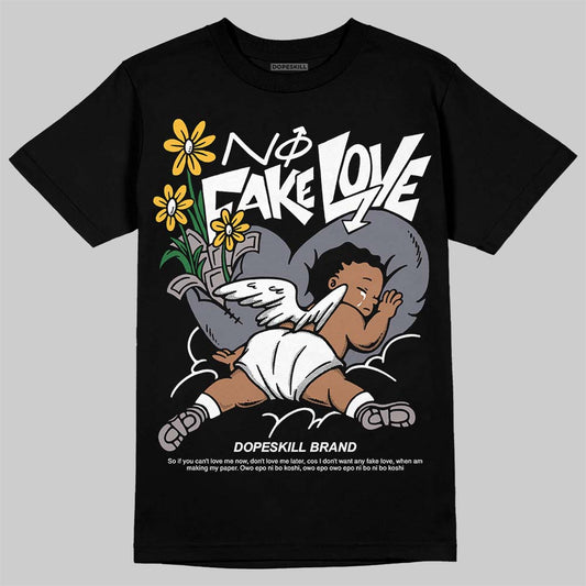 Lanvin Curb Sneakers White Anthracite DopeSkill T-Shirt No Fake Love Graphic Streetwear - Black