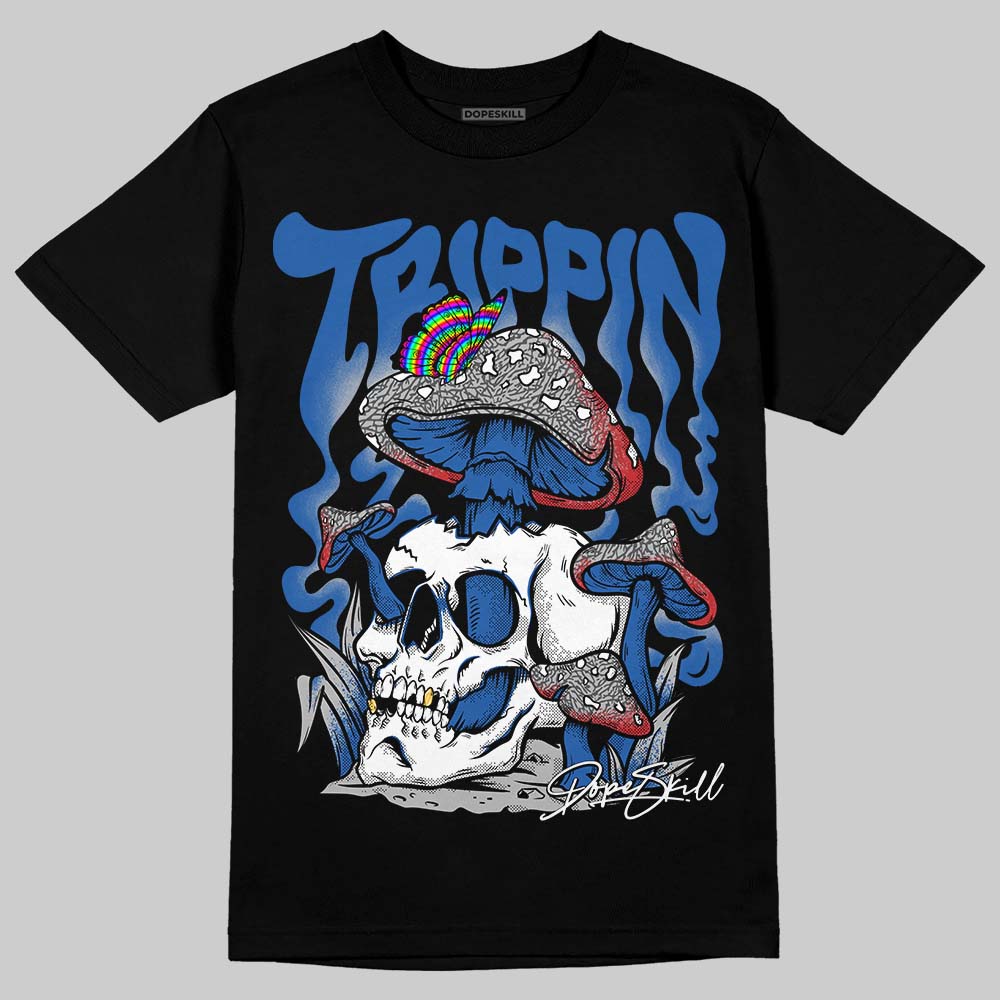 Jordan 3 "True Blue" DopeSkill T-Shirt Trippin Graphic Streetwear - Black
