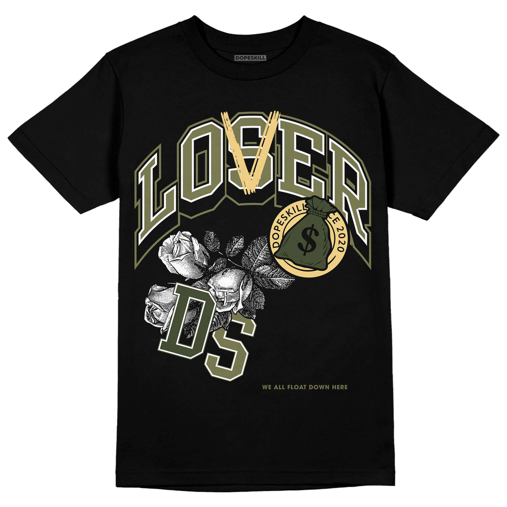 Jordan 4 Retro SE Craft Medium Olive DopeSkill T-Shirt Loser Lover Graphic Streetwear - Black