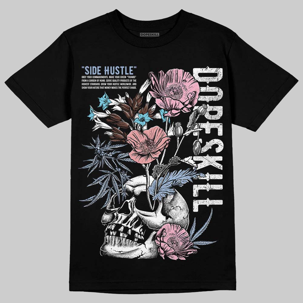 Harris Tweed x Dunk Low Denim Turquoise and Baroque Brown DopeSkill T-Shirt Side Hustle Graphic Streetwear - Black