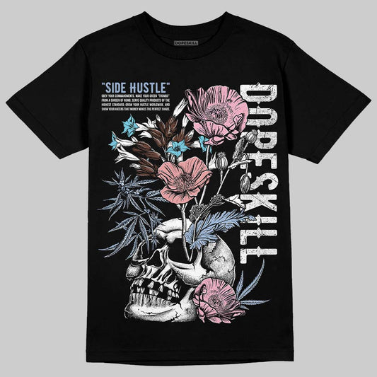 Harris Tweed x Dunk Low Denim Turquoise and Baroque Brown DopeSkill T-Shirt Side Hustle Graphic Streetwear - Black