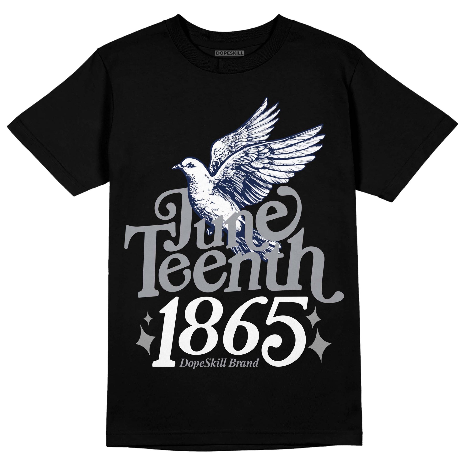 Jordan 3 "Midnight Navy" DopeSkill T-Shirt Juneteenth 1865 Graphic Streetwear - Black