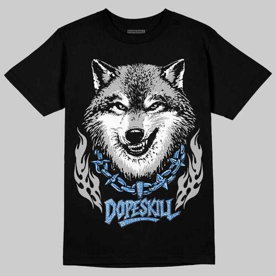 Jordan 5 Black University Blue DopeSkill T-Shirt Wolf Grey Graphic Streetwear - Black