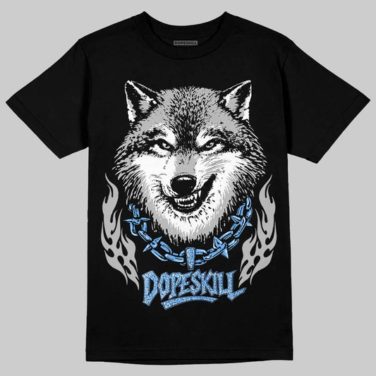 Jordan 5 Black University Blue DopeSkill T-Shirt Wolf Grey Graphic Streetwear - Black