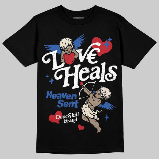 Jordan 1 Low Travis Scott x Fragment DopeSkill T-Shirt New Love Heals Graphic Streetwear - Black