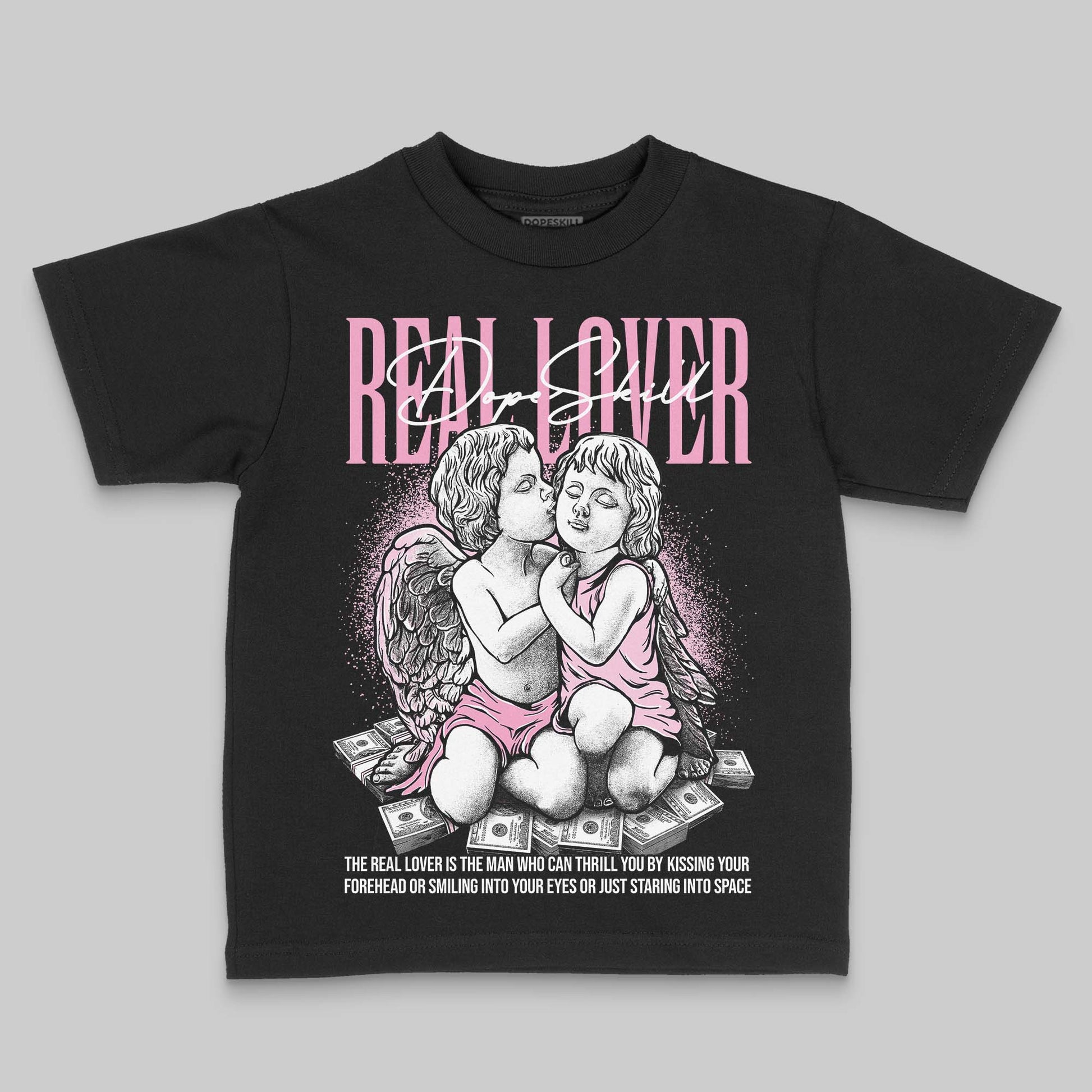 Jordan 12 GS “Pearl Pink” DopeSkill Toddler Kids T-shirt Real Lover Graphic Streetwear - Black
