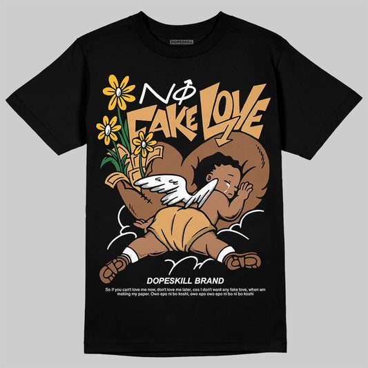 Jordan 1 High OG Black Metallic Gold DopeSkill T-Shirt No Fake Love Graphic Streetwear - Black