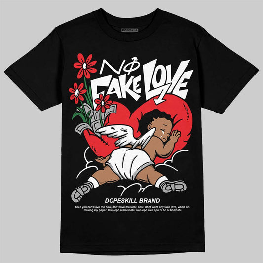 Jordan 4 “White Thunder” DopeSkill T-Shirt No Fake Love Graphic Streetwear - Black