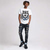 Black University Blue 5s DopeSkill T-Shirt Wolf Grey Graphic
