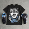 Black University Blue 5s DopeSkill T-Shirt Wolf Grey Graphic