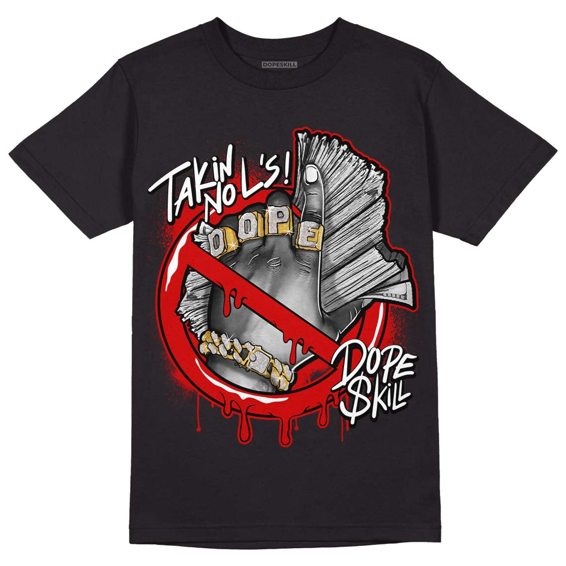 Jordan 1 Retro Low "Black Toe" DopeSkill T-Shirt Takin No L's Graphic Streetwear - Black