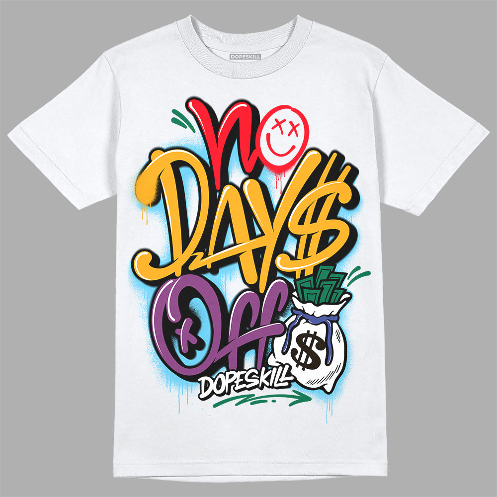 Jordan 1 Mid GS 'Six Championships' DopeSkill T-Shirt No Days Off Graphic Streetwear - White