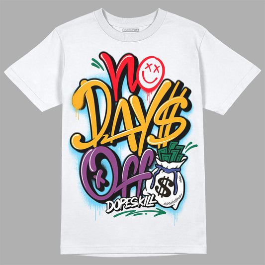 Jordan 1 Mid GS 'Six Championships' DopeSkill T-Shirt No Days Off Graphic Streetwear - White