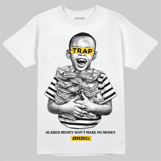 Yellow Sneakers DopeSkill T-Shirt Scared Money Don't Make No Money Graphic Streetwear - White