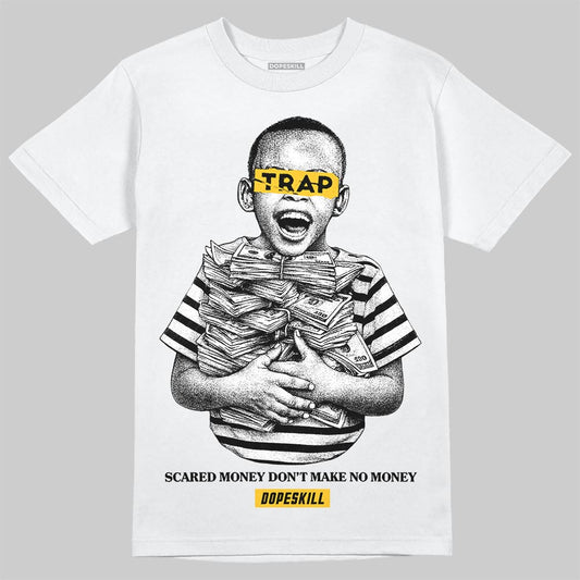 Yellow Sneakers DopeSkill T-Shirt Scared Money Don't Make No Money Graphic Streetwear - White