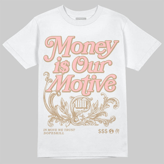 Nike Air Force 1 Low Canvas “Linen” DopeSkill T-Shirt Money Is Our Motive Typo Graphic Streetwear - White