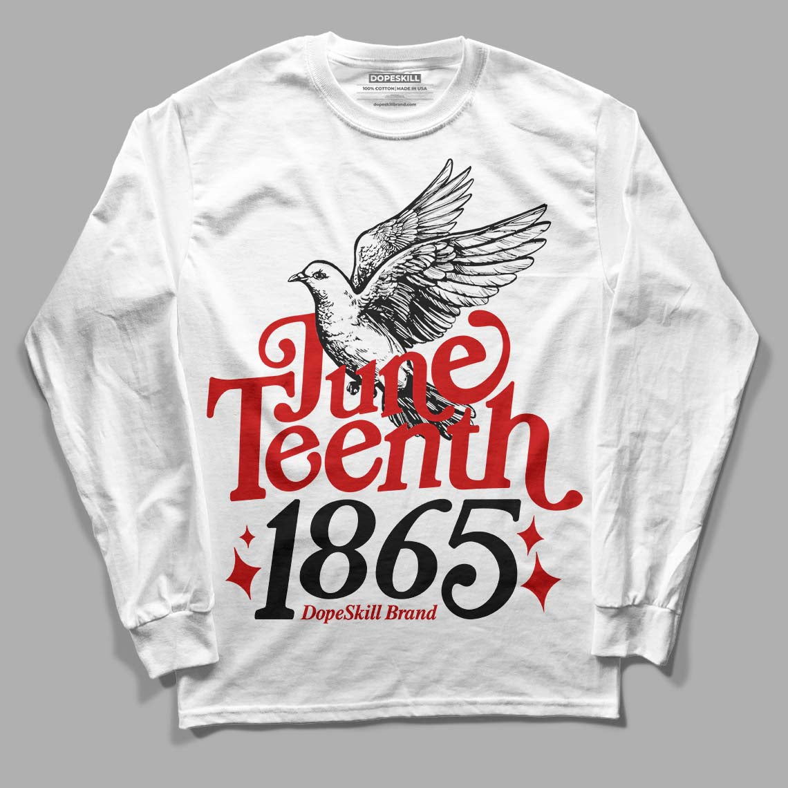 Jordan 1 Retro Low "Black Toe" DopeSkill Long Sleeve T-Shirt Juneteenth 1865 Graphic Streetwear - White