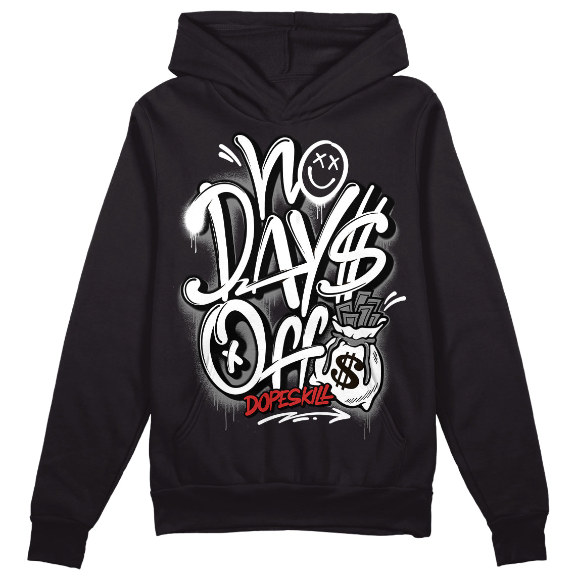 Jordan 1 High OG “Black/White” DopeSkill Hoodie Sweatshirt No Days Off Graphic Streetwear - Black