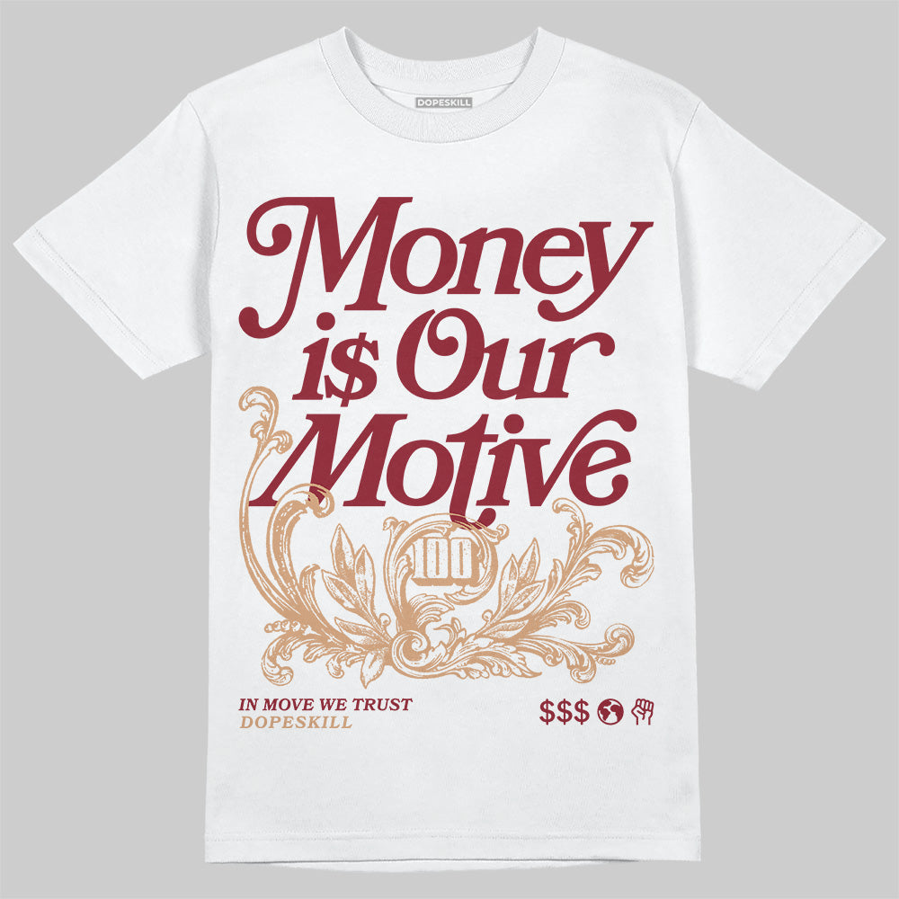 Adidas SAMBA OG ‘Collegiate Burgundy’ DopeSkill T-Shirt Money Is Our Motive Typo Graphic Streetwear - White