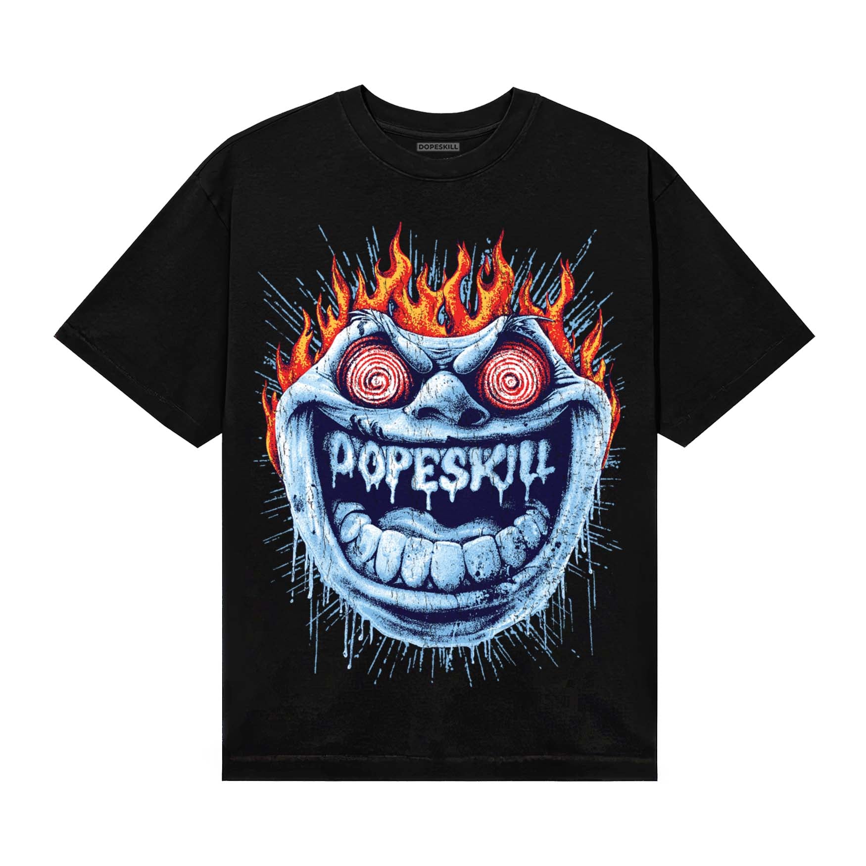 University Blue Sneakers DopeSkill T-Shirt Hellfire Graphic Streetwear - Black