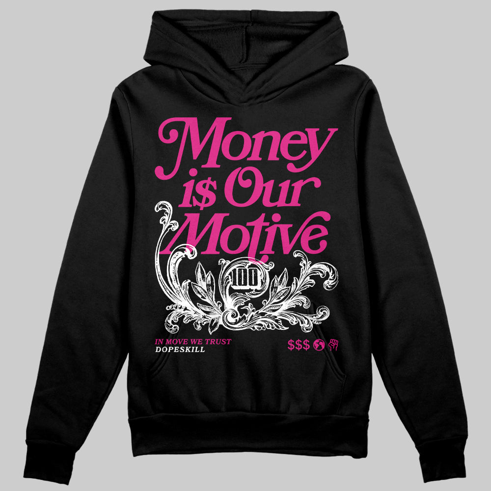 Rick Owens Pink Leather Low Sneakers DopeSkill Hoodie Sweatshirt Money Is Our Motive Typo Graphic Streetwear - Black