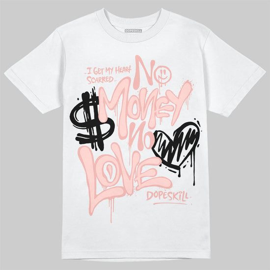 Lanvin Leather Curb Glitter Pale Pink DopeSkill T-Shirt No Money No Love Typo Graphic Streetwear  - White