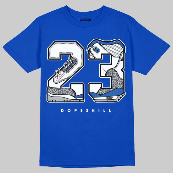 Jordan 3 "True Blue" DopeSkill T-Shirt 23 with 3s Pattern Graphic Streetwear - Royal