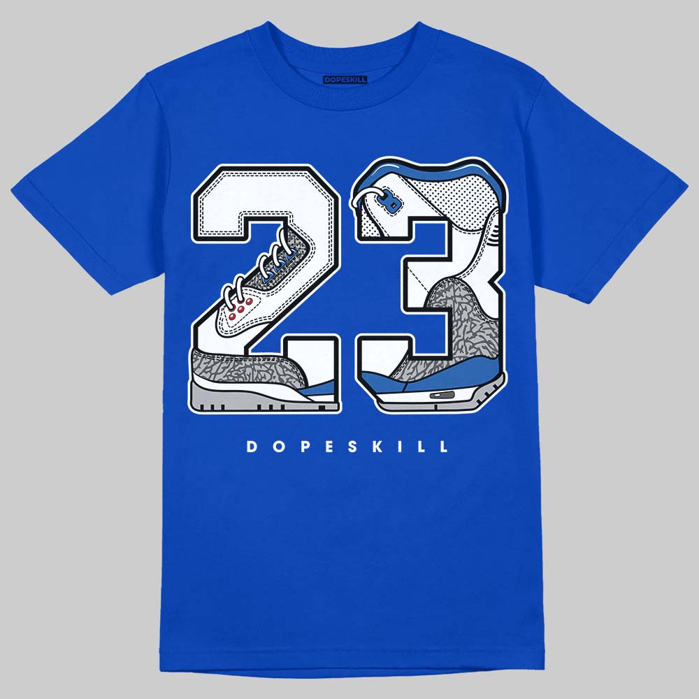 Jordan 3 "True Blue" DopeSkill T-Shirt 23 with 3s Pattern Graphic Streetwear - Royal