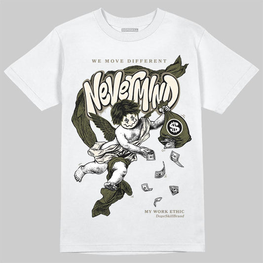 Jordan 3 “Medium Olive” aka “Family Affair” DopeSkill T-Shirt Nevermind Graphic Streetwear - White