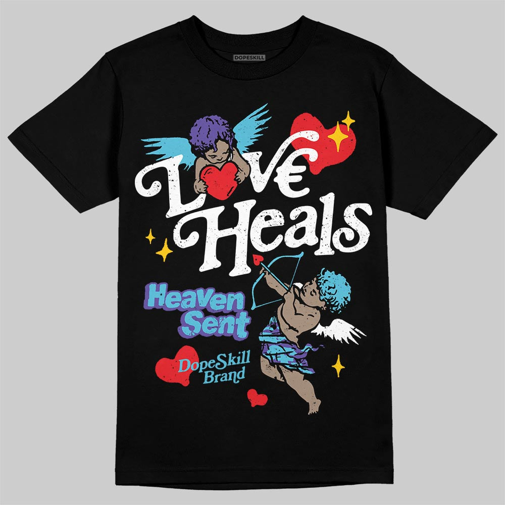 Jordan 8 Retro 'Aqua' 2025 DopeSkill T-Shirt New Love Heals Graphic Streetwear - Black