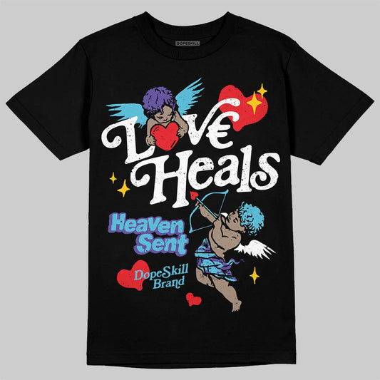 Jordan 8 Retro 'Aqua' 2025 DopeSkill T-Shirt New Love Heals Graphic Streetwear - Black