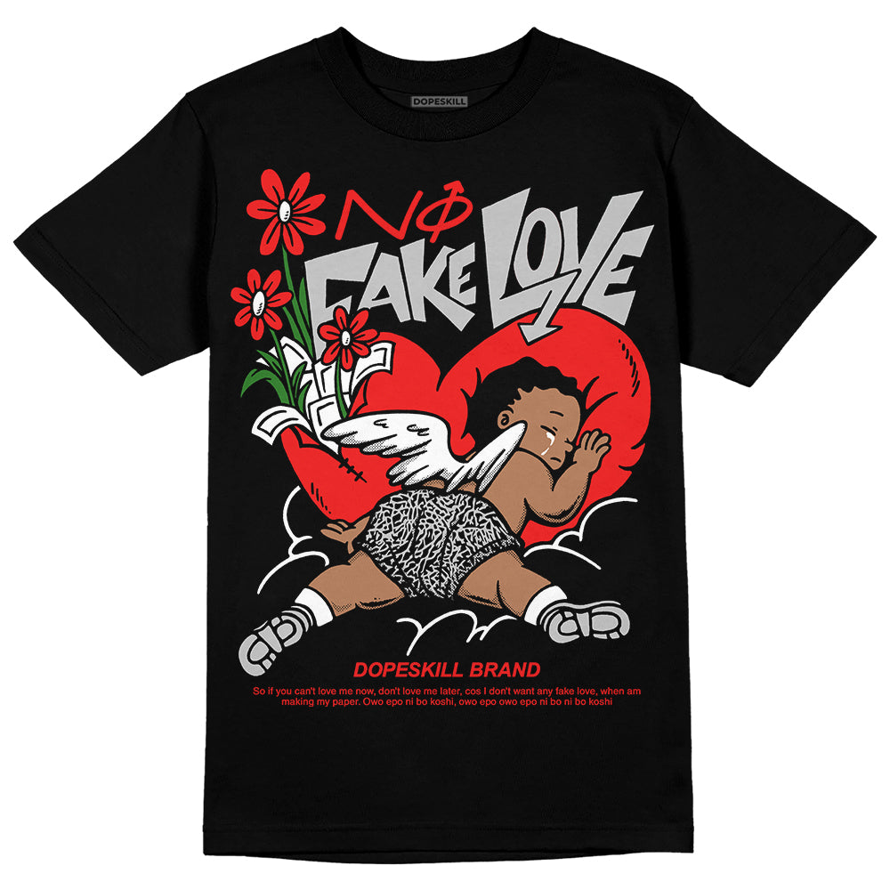 Jordan Spizike Low Bred DopeSkill T-Shirt No Fake Love Graphic Streetwear - Black