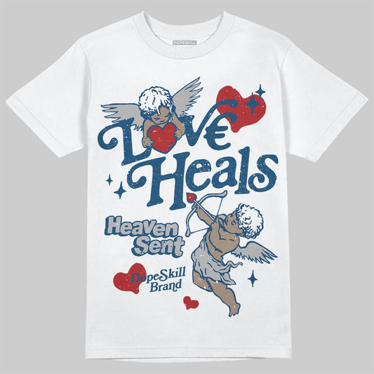 Jordan 12 Retro French Blue (2025) DopeSkill T-Shirt New Love Heals Graphic Streetwear - White