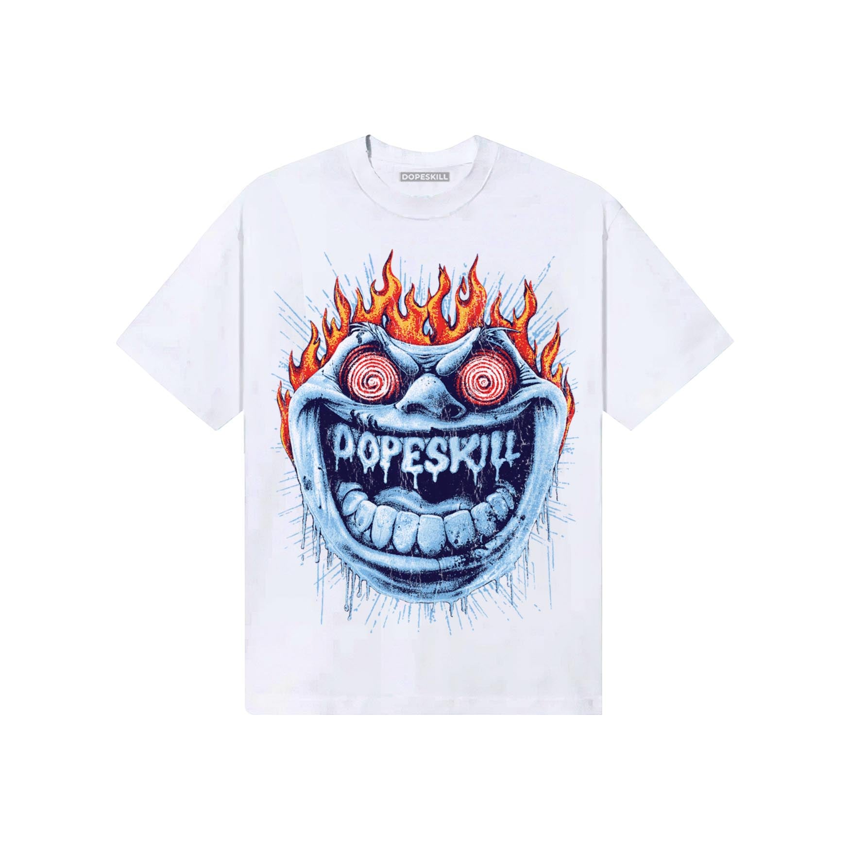 University Blue Sneakers DopeSkill T-Shirt Hellfire Graphic Streetwear - White