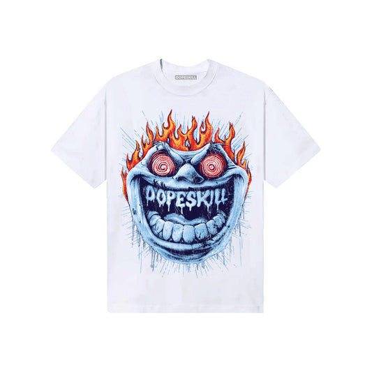 University Blue Sneakers DopeSkill T-Shirt Hellfire Graphic Streetwear - White