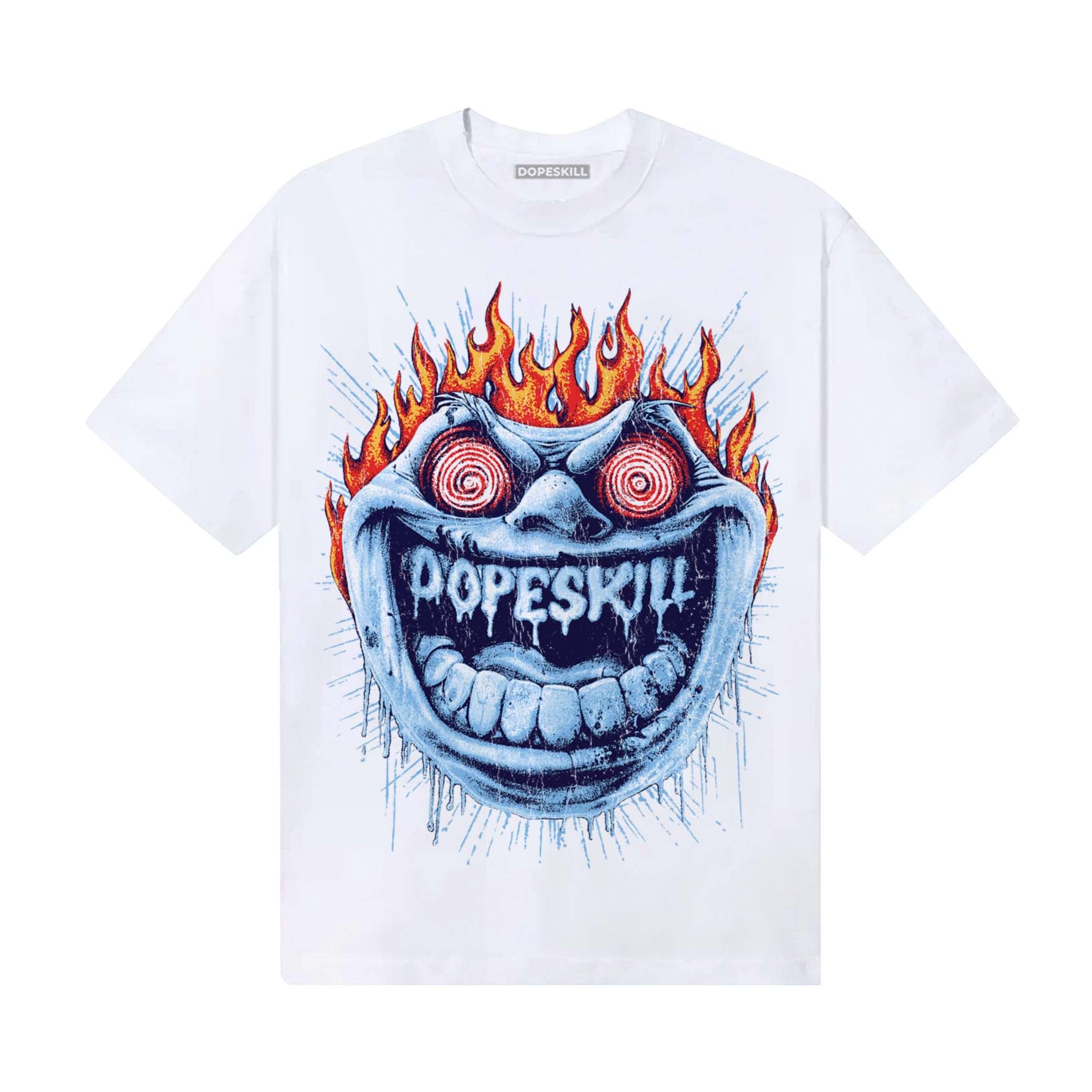 University Blue Sneakers DopeSkill T-Shirt Hellfire Graphic Streetwear - White