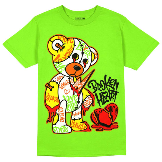 Neon Green Sneakers DopeSkill Neon Green T-Shirt Broken Heart Graphic Streetwear