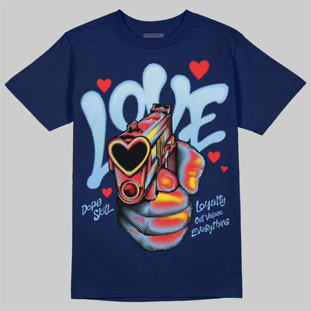University Blue Sneakers DopeSkill T-Shirt Love Shot Graphic Streetwear - navy