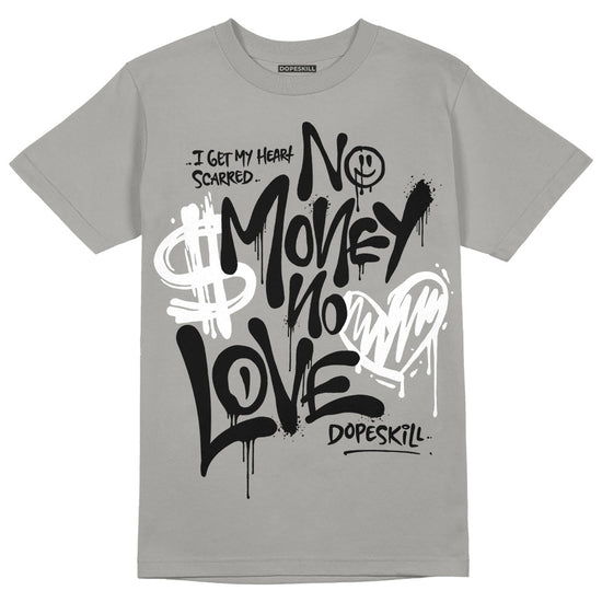 Jordan 4 Retro 'Wet Cement' DopeSkill Grey T-shirt No Money No Love Typo Graphic Streetwear