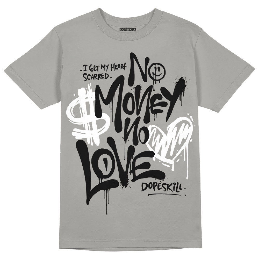 Jordan 4 Retro 'Wet Cement' DopeSkill Grey T-shirt No Money No Love Typo Graphic Streetwear