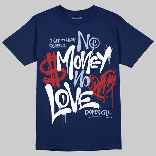 Jordan 6 Retro 'White And Midnight Navy' DopeSkill Navy T-shirt No Money No Love Typo Graphic Streetwear