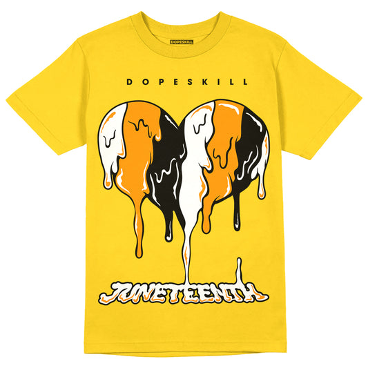 Jordan 6 “Yellow Ochre” DopeSkill Yellow T-shirt Juneteenth Heart Graphic Streetwear