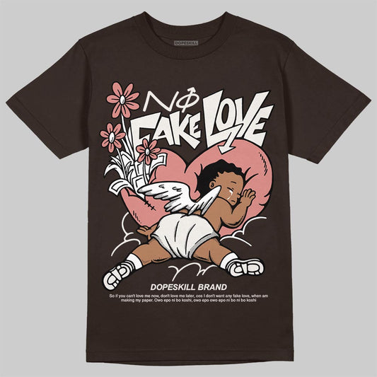 Jordan 1 High OG “Baroque Brown” DopeSkill T-Shirt No Fake Love Graphic Streetwear - Dark Chocolate