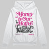 Rick Owens Pink Leather Low Sneakers DopeSkill Hoodie Sweatshirt Money Is Our Motive Typo Graphic Streetwear - White