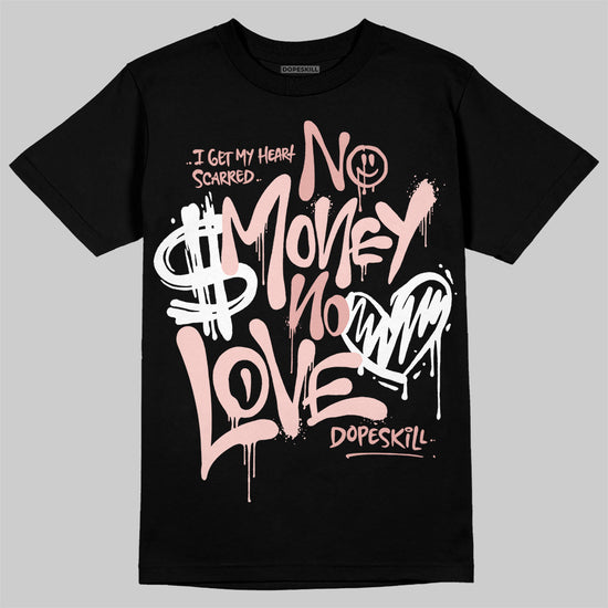 Lanvin Leather Curb Glitter Pale Pink DopeSkill T-Shirt No Money No Love Typo Graphic Streetwear  - Black