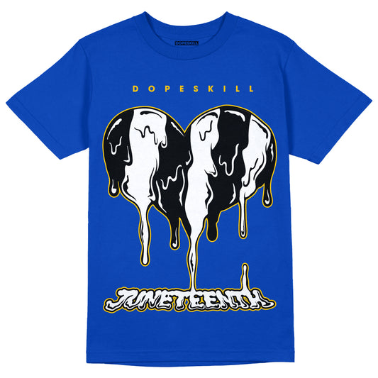 Jordan 14 “Laney” DopeSkill Varsity Royal T-Shirt Juneteenth Heart Graphic Streetwear