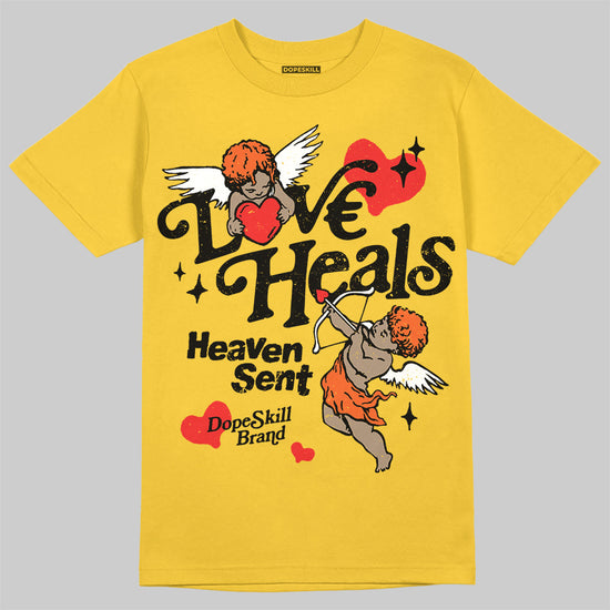 Yellow Sneakers DopeSkill T-Shirt New Love Heals Graphic Streetwear - Gold